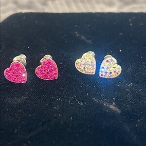 Dainty Aurora Borealis 1/4” Crystal Stud Heart Earrings-Boutique